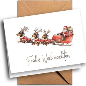 Lustige Dackel-Weihnachtskarte „3 Dackel als Rentiere“