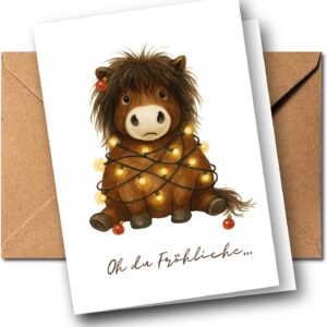 Lustige Weihnachtskarte Pony „Oh du Fröhliche…“