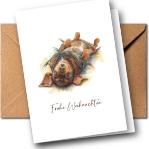 Lustige Weihnachtskarte Dackel in Lichterkette