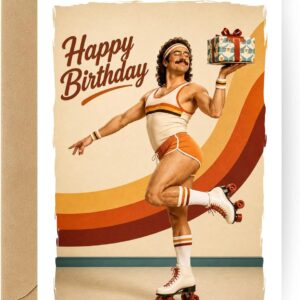 Lustige Retro-Geburtstagskarte – Rollschuhe, Poledance & Co.