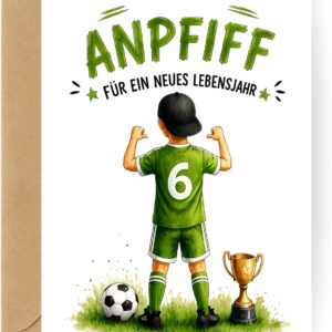 Geburtstagskarte Fußball „Anpfiff für ein neues Lebensjahr“ – 5 bis 10 Jahre