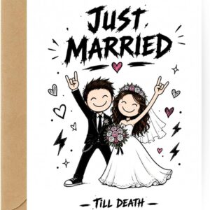 Rock-Hochzeitskarte „Just Married Till Death“