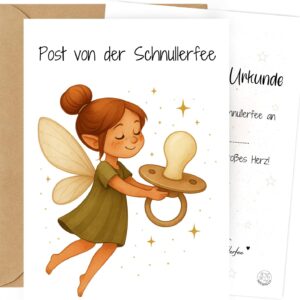 Schnullerfee-Karte mit Schnullerhelden-Urkunde